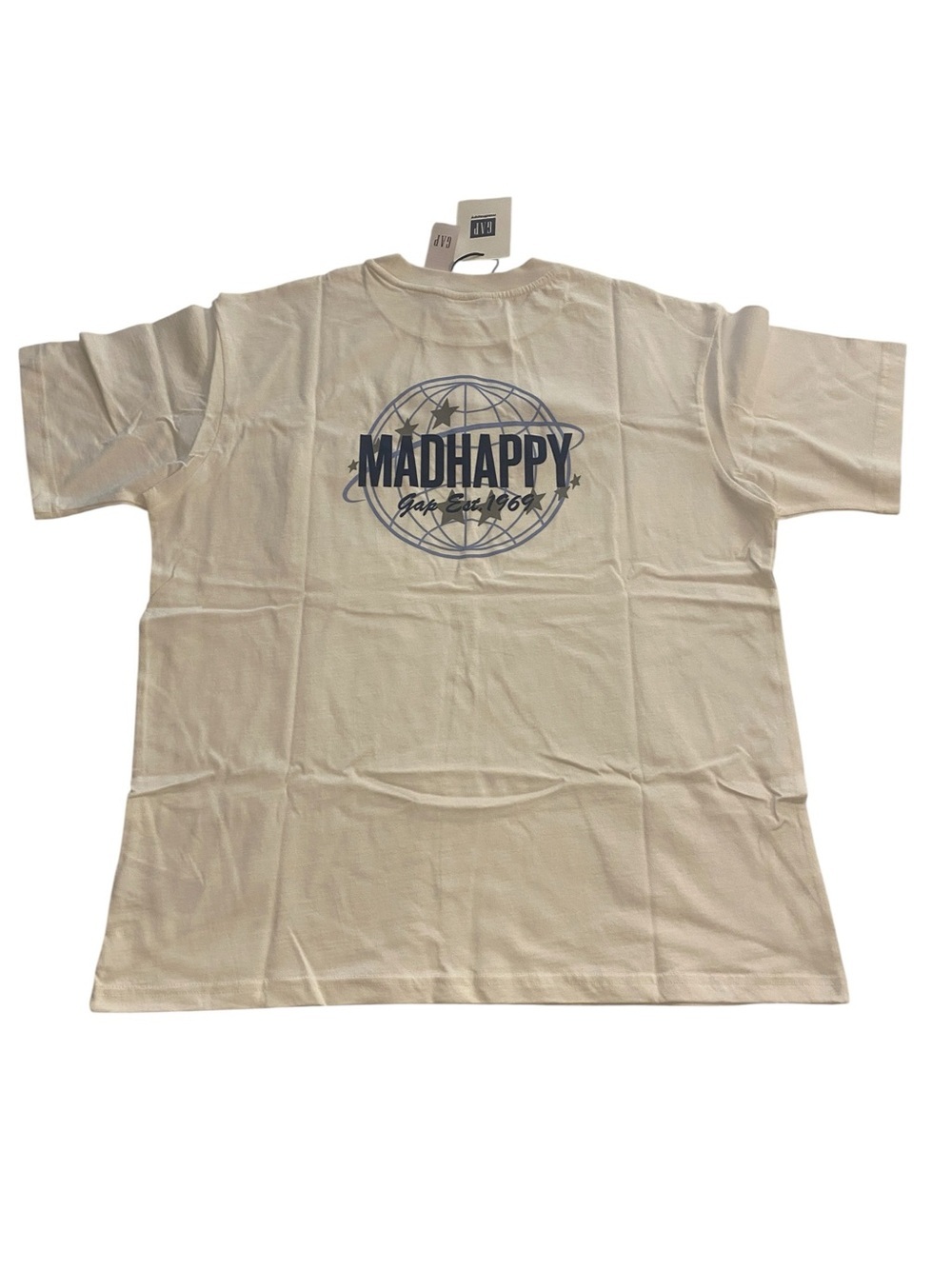 Mad Happy GAPX Men’s White Short Sleeve Tee Shirt Logos Limited Edition New M
